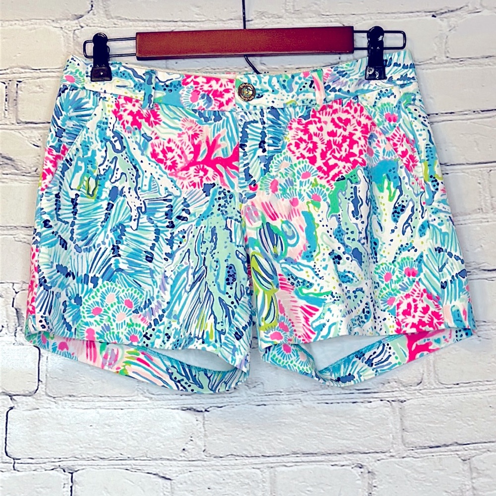 Lilly Pulitzer Pink Blue Shorts Size 0 Excellent Condition